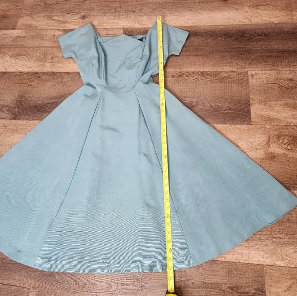 Vintage 1950s Elegant Blue Swing Midi Dress - Picture 4 of 6